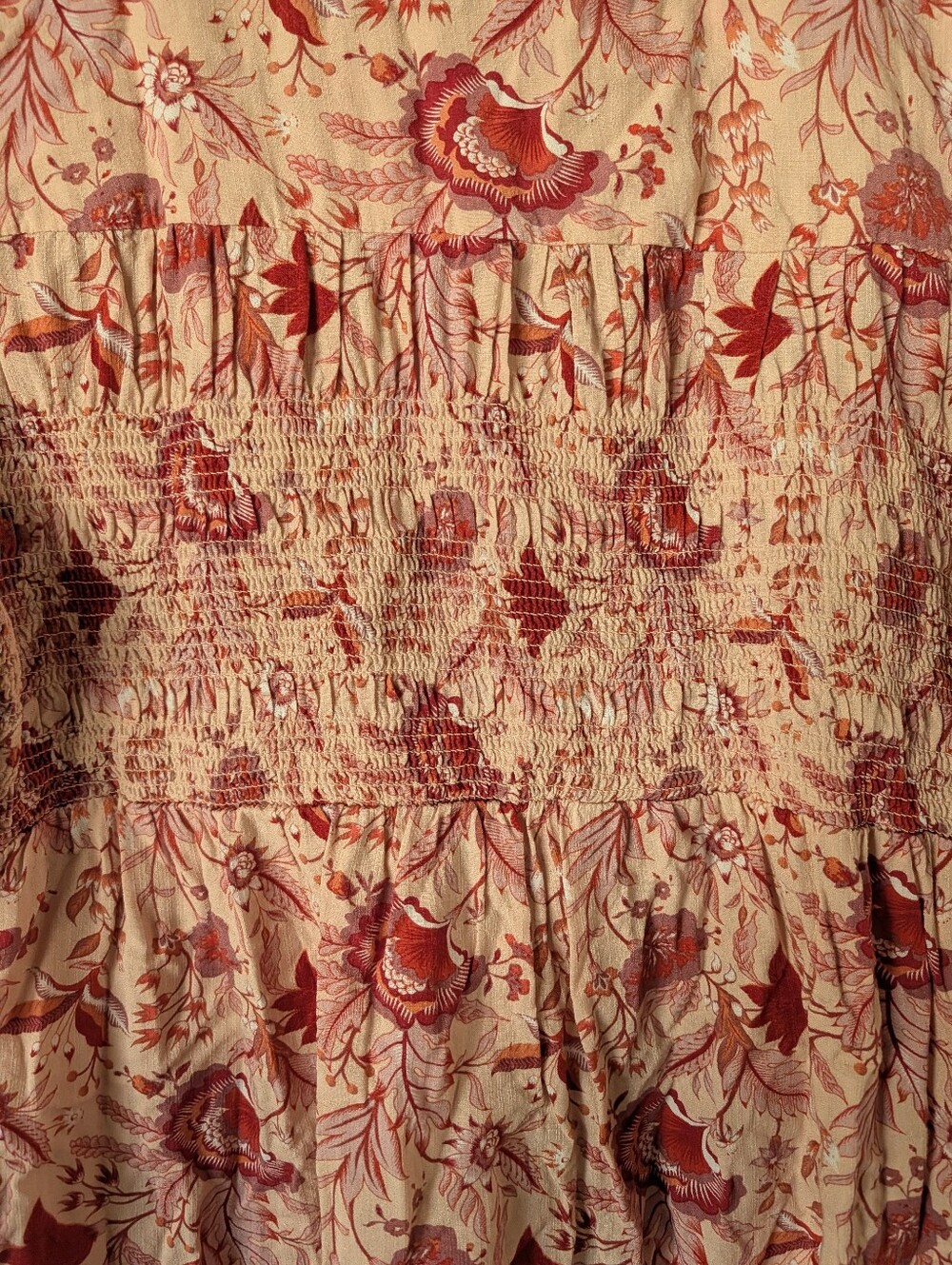 Knox Rose Floral Smocked Button Down Blouse Size Large - Picture 4 of 4